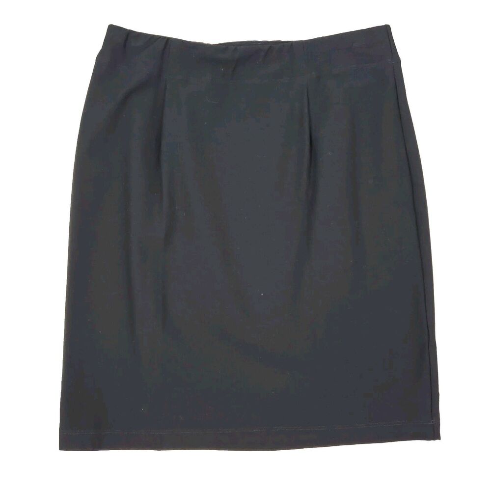 Eileen Fisher Pleated Mini Skirt S Black Stretch Minimalist Quiet Luxury Classic